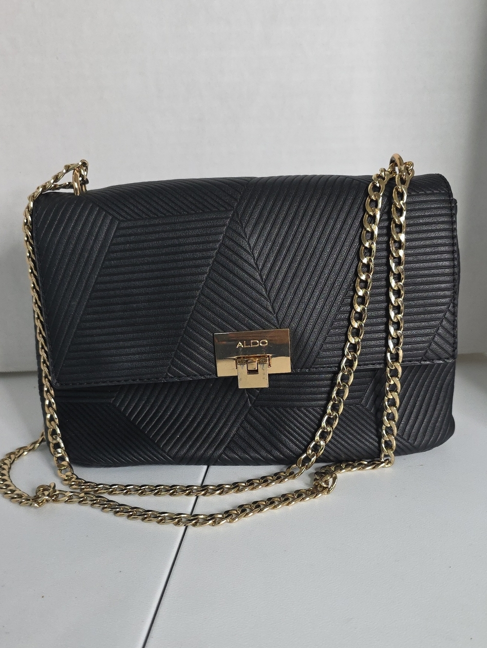 ALDO Black Handbag with Gold Chain
